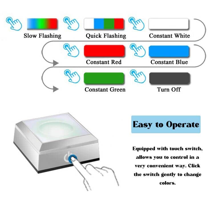 ZEERSHEE Multicolor LED Light Base for Crystal Art Square Light Base for Acrylic 3D Glass Resin Art Color Show Stand Colorful Lighted Square Display Stand Battery/USB Power - Image 3
